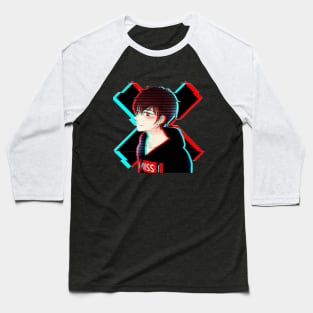 Glitch Anime Boy Baseball T-Shirt